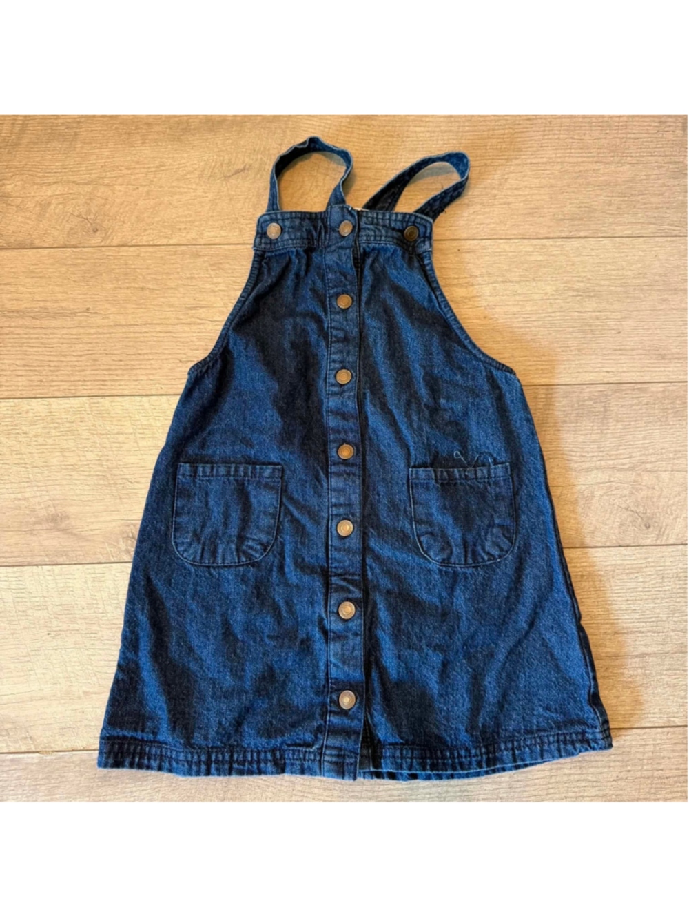 Girls Max Studio Denim Overall Dress Size 7 Blue